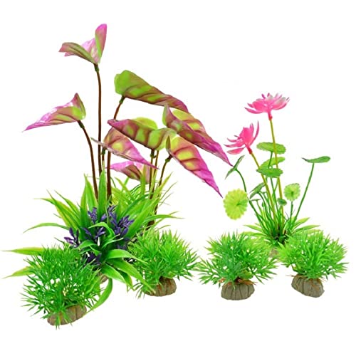 Künstliche Plastikpflanzen Dekoration, Aquarium Künstliche Pflanzen Aquarium Landschaftsbau Kunststoff Wasser Keramik Basis Multicolor(Set 2) von WEITINGKKK
