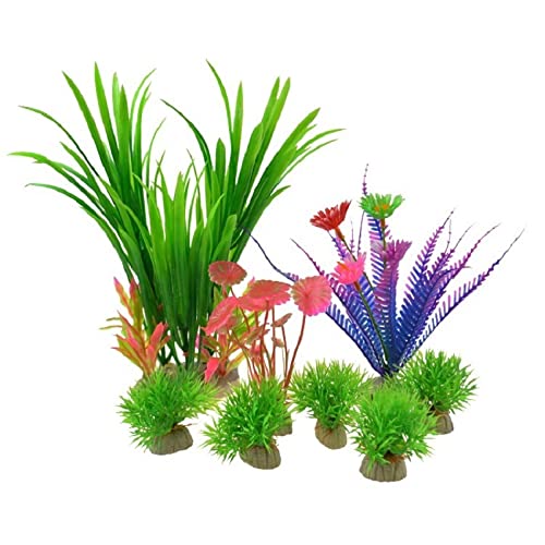 Künstliche Plastikpflanzen Dekoration, Aquarium Künstliche Pflanzen Aquarium Landschaftsbau Kunststoff Wasser Keramik Basis Multicolor(Set 3) von WEITINGKKK