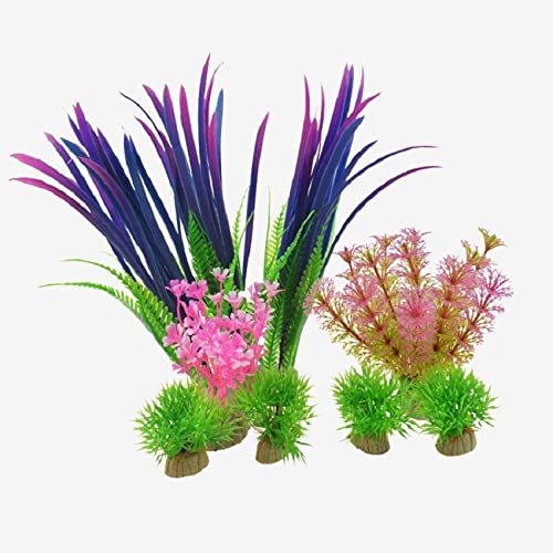 Künstliche Plastikpflanzen Dekoration, Aquarium Künstliche Pflanzen Aquarium Landschaftsbau Kunststoff Wasser Keramik Basis Multicolor(Set 4) von WEITINGKKK