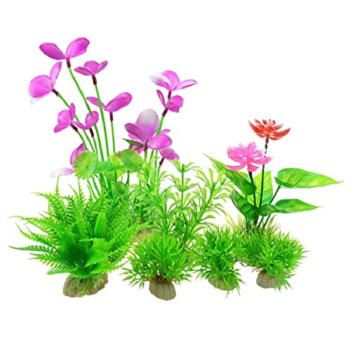 Künstliche Plastikpflanzen Dekoration, Aquarium Künstliche Pflanzen Aquarium Landschaftsbau Kunststoff Wasser Keramik Basis Multicolor(Set 9) von WEITINGKKK