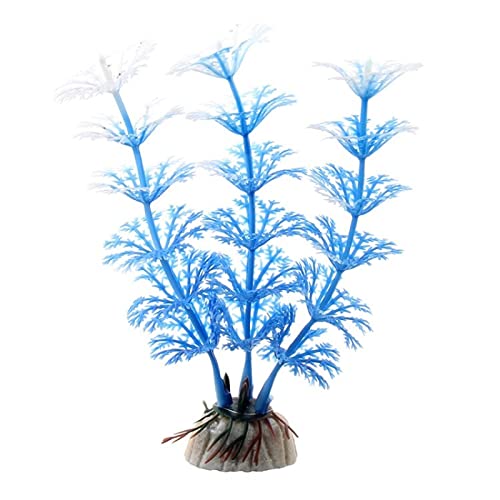 Künstliche Plastikpflanzen Dekoration, Aquarium Künstliche Pflanzen Kunststoff Dekoration Mit Keramik Basis 5er Pack Multicolor(A Blue White) von WEITINGKKK
