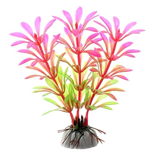 Künstliche Plastikpflanzen Dekoration, Aquarium Künstliche Pflanzen Kunststoff Dekoration Mit Keramik Basis 5er Pack Multicolor(B Pink) von WEITINGKKK