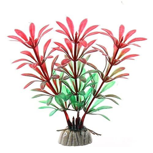 Künstliche Plastikpflanzen Dekoration, Aquarium Künstliche Pflanzen Kunststoff Dekoration Mit Keramik Basis 5er Pack Multicolor(B Red Green) von WEITINGKKK