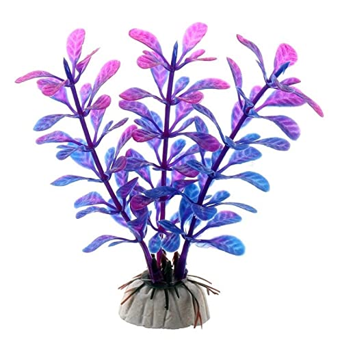 Künstliche Plastikpflanzen Dekoration, Aquarium Künstliche Pflanzen Kunststoff Dekoration Mit Keramik Basis 5er Pack Multicolor(C Purple) von WEITINGKKK