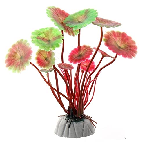 Künstliche Plastikpflanzen Dekoration, Aquarium Künstliche Pflanzen Kunststoff Dekoration Mit Keramik Basis 5er Pack Multicolor(D Black Red) von WEITINGKKK