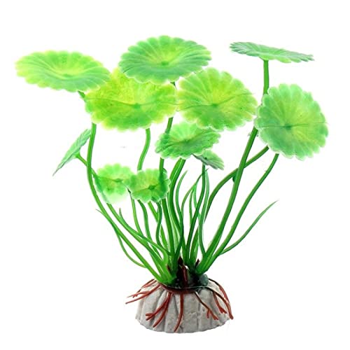Künstliche Plastikpflanzen Dekoration, Aquarium Künstliche Pflanzen Kunststoff Dekoration Mit Keramik Basis 5er Pack Multicolor(D Green) von WEITINGKKK