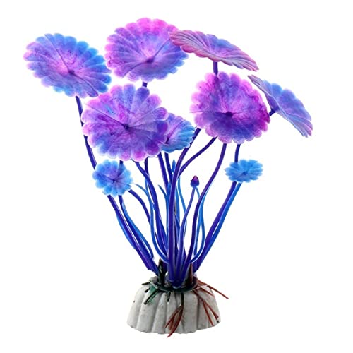 Künstliche Plastikpflanzen Dekoration, Aquarium Künstliche Pflanzen Kunststoff Dekoration Mit Keramik Basis 5er Pack Multicolor(D Purple) von WEITINGKKK