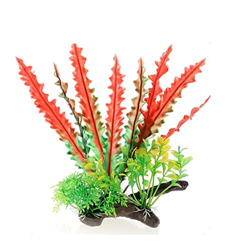 Künstliche Plastikpflanzen Dekoration, Aquarium Künstliche Pflanzen Pack Von 3 Multicolor PVC Fisch Tank Dekoration Landschaftsbau Ornamente(A Red Green) von WEITINGKKK