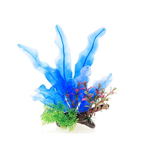 Künstliche Plastikpflanzen Dekoration, Aquarium Künstliche Pflanzen Pack Von 3 Multicolor PVC Fisch Tank Dekoration Landschaftsbau Ornamente(B Blue White) von WEITINGKKK