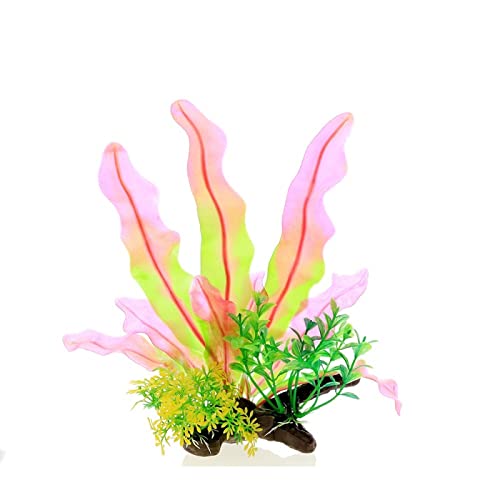Künstliche Plastikpflanzen Dekoration, Aquarium Künstliche Pflanzen Pack Von 3 Multicolor PVC Fisch Tank Dekoration Landschaftsbau Ornamente(B Pink) von WEITINGKKK