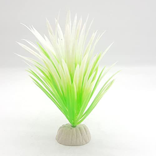 Künstliche Plastikpflanzen Dekoration, Aquarium Künstliche Plastikpflanzen 10er Pack Mehrfarbig 13 cm(White Green) von WEITINGKKK