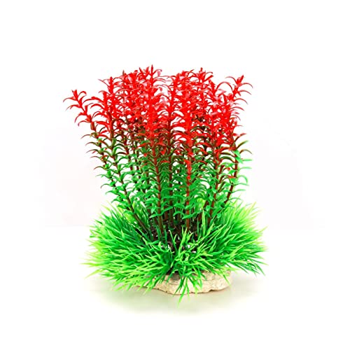 Künstliche Plastikpflanzen Dekoration, Künstliche Aquarienpflanzen, Kunststoff, Dekoration for Aquarien, 15 x 12 cm, Mehrfarbig, 2 Stück(Red) von WEITINGKKK