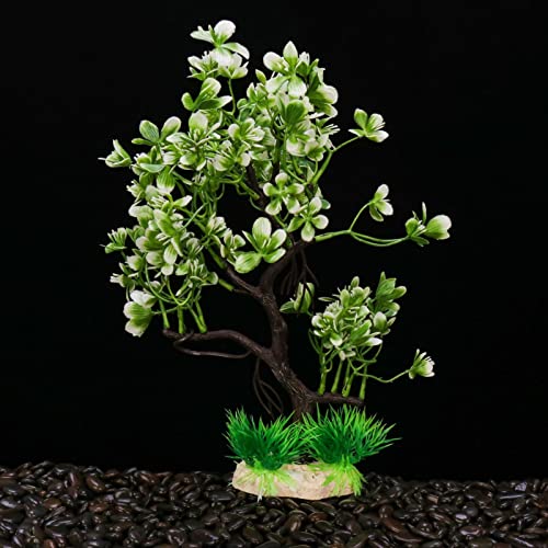 Künstliche Plastikpflanzen Dekoration, Künstliche Aquariumpflanzen, Kunststoff, Dekoration for Aquarien, Mehrfarbig, 23 x 30 cm, 2 Stück(White Green) von WEITINGKKK