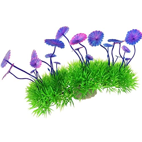 Künstliche Plastikpflanzen Dekoration, Künstliche Aquariumpflanzen aus Kunststoff mit Keramikbasis, mehrfarbige Aquariumdekoration(Purple) von WEITINGKKK