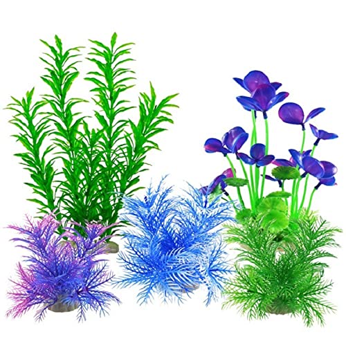 Künstliche Plastikpflanzen Dekoration, Künstliche Pflanzen for Aquarien, Dekoration for Aquarien, PVC-Kunststoff mit Keramiksockel, 10 Stück(Set 9) von WEITINGKKK