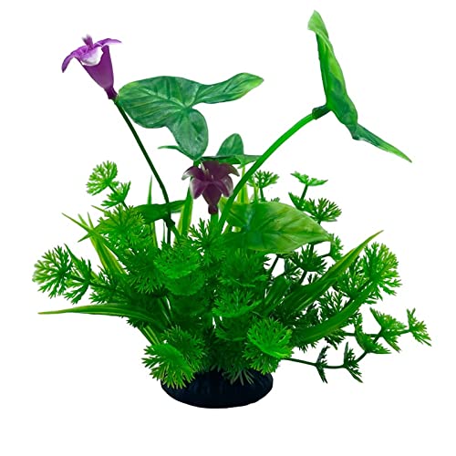 Künstliche Plastikpflanzen Dekoration, Künstliche Pflanzen for Aquarien, Mehrfarbig, aus Kunststoff, Dekoration for Aquarien mit Keramiksockel, 2 Stück(A) von WEITINGKKK