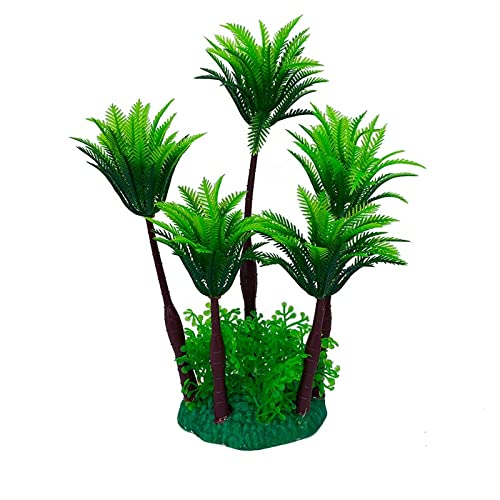 Künstliche Plastikpflanzen Dekoration, Künstliche Pflanzen for Aquarien, Mehrfarbig, aus Kunststoff, Dekoration for Aquarien mit Keramiksockel, 2 Stück(E) von WEITINGKKK