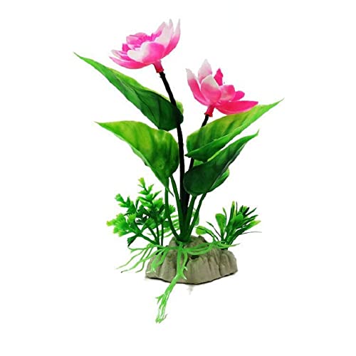 Künstliche Plastikpflanzen Dekoration, Künstliche Wasserpflanzen, 10er-Pack, Mehrfarbig, Kunststoff, Aquarium-Dekoration mit Keramiksockel, Höhe 15 cm(Pink) von WEITINGKKK