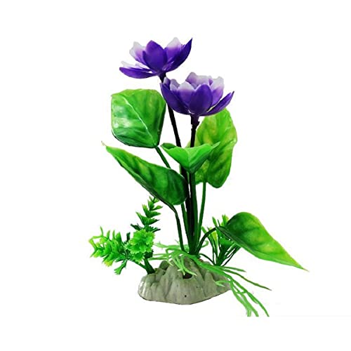 Künstliche Plastikpflanzen Dekoration, Künstliche Wasserpflanzen, 10er-Pack, Mehrfarbig, Kunststoff, Aquarium-Dekoration mit Keramiksockel, Höhe 15 cm(Purple) von WEITINGKKK