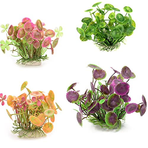 Künstliche Plastikpflanzen Dekoration, Künstliche Wasserpflanzen aus Kunststoff for Aquarien, Dekoration for Aquarien, 4 Stück, Mehrfarbig, 11 cm(Mixed Colour) von WEITINGKKK
