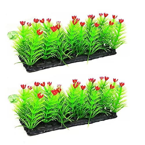 Künstliche Plastikpflanzen Dekoration, Kunststoff-Aquariumpflanzen, 2er-Pack, Mehrfarbig, 16 x 7 x 6 cm, Aquarium-Dekoration(Red) von WEITINGKKK