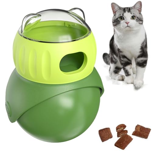 Cat -Behandlungsball, Eulenform -Tumbler -Spielzeug - Interaktiver Hundespielzeugkugel, nachfüllbare verstellbare Lebensmittel -Leckerbälle, undichte Haustier -Feeder für Welpentraining (grün) von WEIWOGU