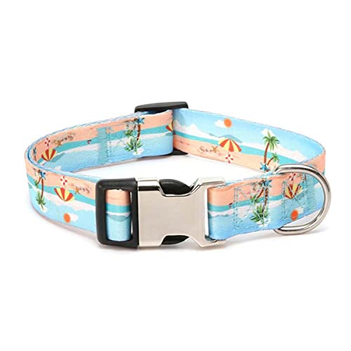 Hundehalsband Blumenmuster für kleine, mittelgroße und große Hunde, Personalisiertes Lasergravur Namen ID-Halsbänder für Reisen, Spaziergänge und Camping von WEIWU