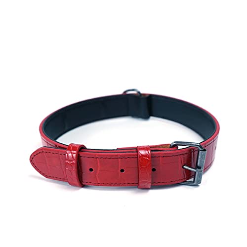 Premium Leder Hundehalsband mit Personalisiert Namensschild, Weiche Haptik Verstellbar Hundehalsband mit D-Ring für große & kleine Hunde,XS,S,M,L von WEIWU