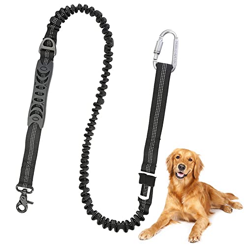 Auto-Sicherheitsgurt für Hunde, Adjustable Dog Safety Belt for Car, Dog Car Harnesses Belt, Dog Car Harness mit Elastischer Ruckdämpfung und Starke Karabiner (Black) von WEIWUXIAN