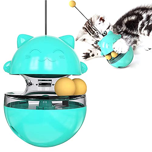 WEIWUXIAN Tumbler Katzenspielzeug, 4 In 1 Katzenspielzeug, Kitten Intelligenz Spielzeug, für Haustiere Multifunktional Ausbildung Langsames Füttern Interaktives Spielzeug (Blau) von WEIWUXIAN