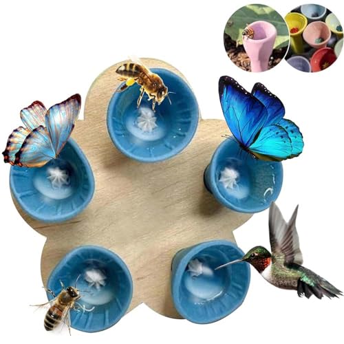 WEIYIXIN Bee Insect Drinking Cup,2024 New Bee Cups Water for Bees Garden,Bee Cups for Thirsty Pollinators,Vibrant Bee Cups for Garden,Drinking Cup for Garden Verandahs (Blue) von WEIYIXIN