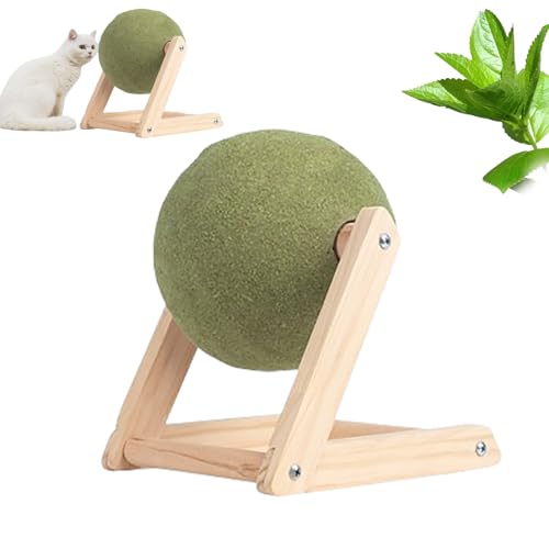 WEJDYKG Catnip Floor Ball Toy, Cat Mint Ball Toy, Rotatable Catnip Roller Ball Floor Mount, Enjoyable and Safe Catnip Toys Balls for Cat Playing (L) von WEJDYKG