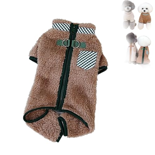 WEJDYKG Dog Fleece The Double-Ring Buttoned Thermal Clothing, Small Dog Sweater Female, The Double-Ring Buttoned Thermal Clothing Winter Puppy Warm Pet, Dog Fleece Sweater (Large,Khaki) von WEJDYKG