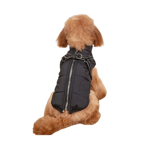 WEJDYKG Waterproof Winter Dog Jacket with Built-in Harness, Winter Warm Dog Coat with Detachable Harness, Reflective Adjustable Furry Jacket for All Dogs/Cats (2X-Large,Black) von WEJDYKG