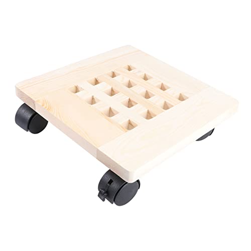 WEKADRIN 1Stück Pflanzenrolluntersetzer Aus Massivem Holz Mit Bremsen Quadratischer Pflanzenständer Für Innen Und Außenbereich Mit Stabilen Für Einfache Bewegung von WEKADRIN