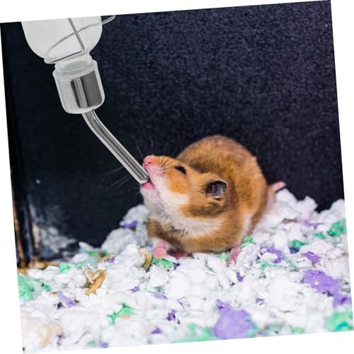 WEKADRIN 2 Stück Hamster Trinkflasche Edelstahl Wasserspender Transparent Auslaufsicher Druckfest für Kleine Kleintiere Wie Hamster und Kaninchen Leicht zu Reinigen Geruchsfrei Langlebig von WEKADRIN