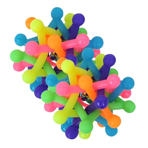 WEKADRIN 2 Stück Hundespielzeug Molar Ball aus Langlebigem Gummi mit Glockenton Regenbogen Design für Kleine Hunde zum Kauen Zahnreinigung und Interaktivem Spiel zu Hause von WEKADRIN
