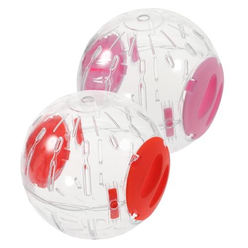 WEKADRIN 2 Stück Kleintier Laufkugel Transparent Rosa Orange Hamsterkäfig Leichte Hamsterbälle für Gerbils Meerschweinchen Sichere Gym Ball Aktivitätsfördernd Platzsparend Stressmindernd von WEKADRIN