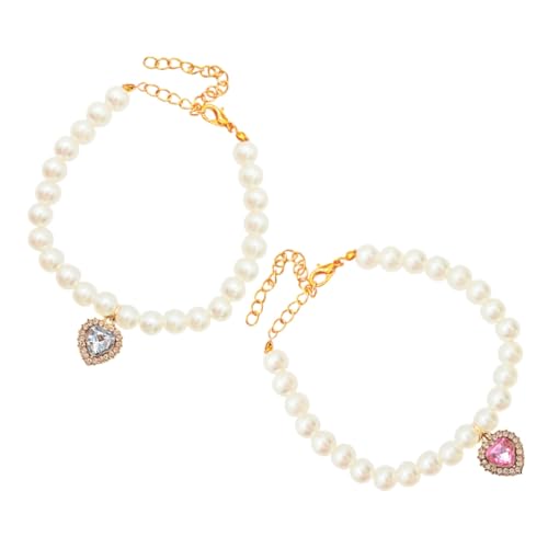 WEKADRIN 2 Stück Perlenhalsband Hund Katze mit Herzanhänger Verstellbare Hundehalskette Leichte Katzen Halskette Schmuck für Weibliche Hunde für Alltag und Party WEKADRIN 2 Stück Perlenhalsband Hund Katze mit Herzanhänger Verstellbare Hundehalskette Leichte Katzen Halskette Schmuck für Weibliche Hunde für Alltag und Party von WEKADRIN