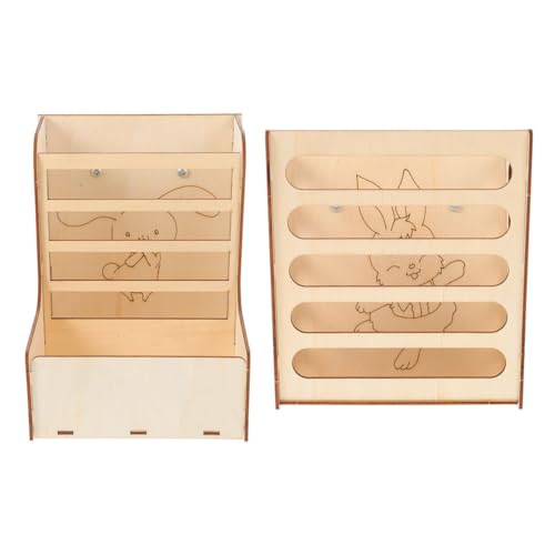WEKADRIN 2 Stück Teiliges Kaninchenfutterset Holzhalter Futterstelle für Heu und Futterrobuste Kaninchen Heuraufe mit Glatter Oberfläche für Kleine Nager Wie Meerschweinchen und Chinchilla von WEKADRIN