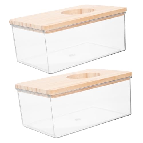 WEKADRIN 2 Stück Transparente Hamster Sandbad Box aus Klarem Kunststoff Glatte Leicht zu Reinigende Sandbadewanne für Kleintiere für Chinchillas und Hamster Hygienisches Badezimmerzubehör von WEKADRIN