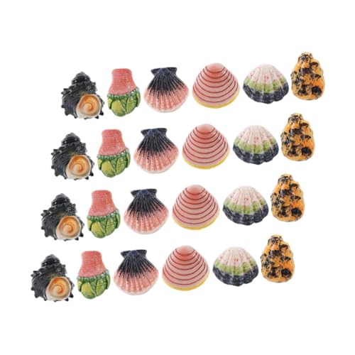 WEKADRIN 24 Stück Teiliges Mini-Resin Realistischen Bunten Muscheln Kleine Aquarium-Dekoration aus Langlebigem Harz für Fischbecken Geeignet für Wohn Bürogestaltung von WEKADRIN