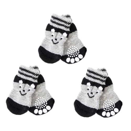 WEKADRIN 3 Paare Hundesocken aus Baumwolle rutschfeste Pfotenschutz Socken Warme Haustier Fußbekleidung für Kaltes und Schutz für Kleine und Mittlere Hunde von WEKADRIN