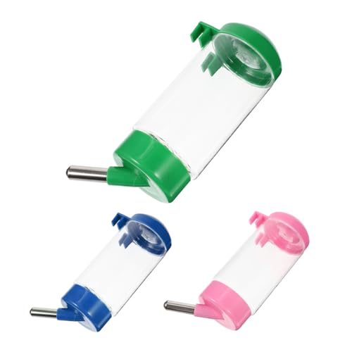 WEKADRIN 3 Stück Automatischer Haustier Wasserspender Hängend für Käfig Klarer Trinkflasche für Hamster Kaninchen Auslaufsicherer Wasserhalter für Kleintiere Blau Grün von WEKADRIN