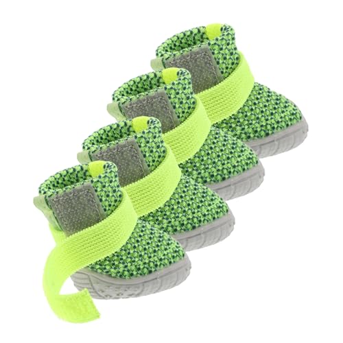 WEKADRIN 4 Stück Haustier Jahreszeiten Sportschuhe Welpenstiefel Für Kleine Hunde Hundesportschuhe Kleine Hundeschuhe Schlammstiefel Für Hunde Hundeschuhe Klein Polyester Grün von WEKADRIN