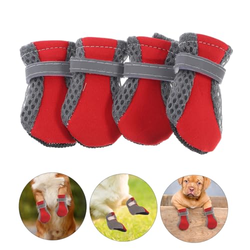 WEKADRIN 4 Stück Teiliges Atmungsaktive Schützende Hundeschuhe für Kleine Hunde rutschfeste Weiche Sohlen Leichte Netzschuhe für Drinnen und Draußen Optimaler Pfotenschutz und Komfort von WEKADRIN