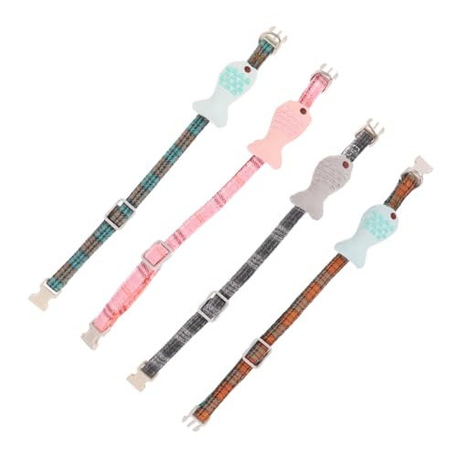 WEKADRIN 4 Stück Teiliges Katzenhalsband Set mit Fisch Gitterdesign Verstellbares Langlebiges Haustier zubehör für Kleine Praktisches und Sicheres Modisch und Bequem für Alltag von WEKADRIN