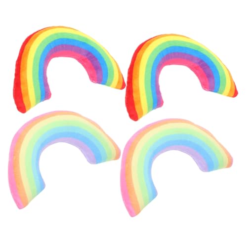 WEKADRIN 4 Stück Teiliges Katzenkissen mit Katzenminze Weiches Langlebiges Interaktives Kuschelkissen in Regenbogenfarben Bequemes Schlafkissen für Haustierkatzen Entspannend und Praktisch von WEKADRIN