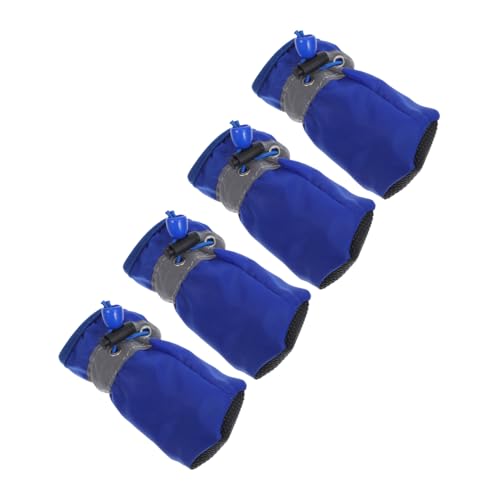 WEKADRIN 4 Teiliges wasserdichte Hundeschuhe XL Blau rutschfeste Sohlen Allwetter Pfotenschutz für Kleine bis Mittelgroße Hunde Einfache Handhabung für Spaziergänge Wandern und Outdoor von WEKADRIN