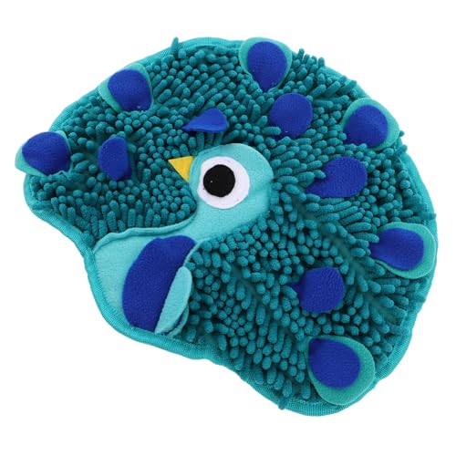 WEKADRIN Dog Snuffle Mat Slow Feeder Hiding Treat Puzzle Mat für Hunde mit Pfauendesign Interaktive Futtersuchmatte zur Mentalen Stimulation Fördert Langsames Fressen und Spielerisches von WEKADRIN